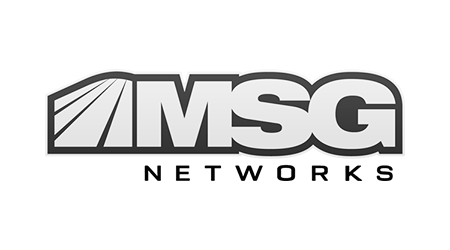 Logo with stylized letters "MSG" in black and white