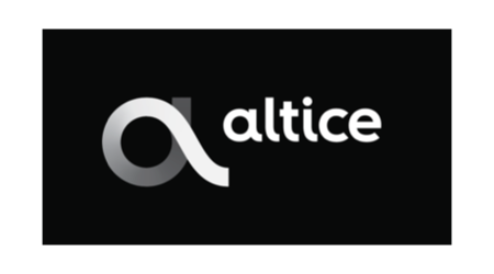 Altice company logo on a black background.
